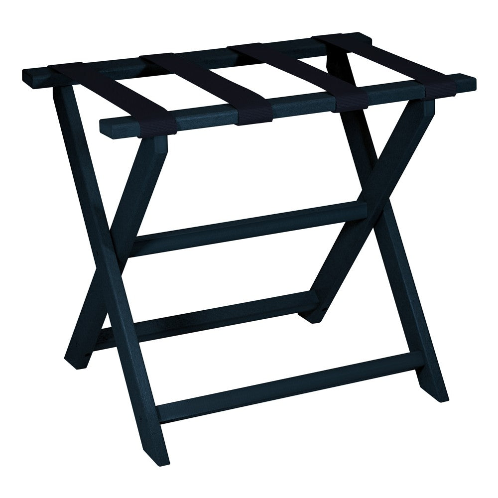 LuxxHomes  Earth Friendly Navy Blue Folding Luggage Rack With Navy Straps