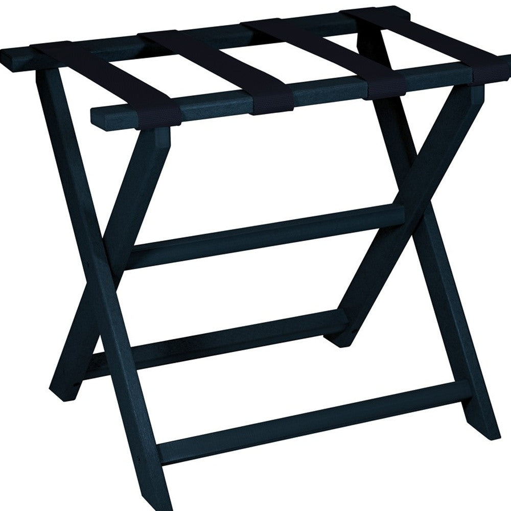 LuxxHomes  Earth Friendly Navy Blue Folding Luggage Rack With Navy Straps