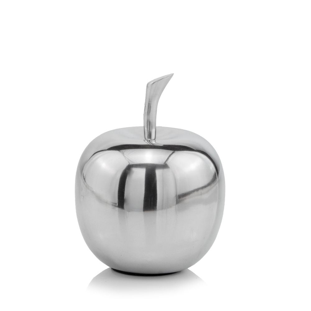 6" Silver Buffed Aluminum Decorative Apple Tabletop Sculpture