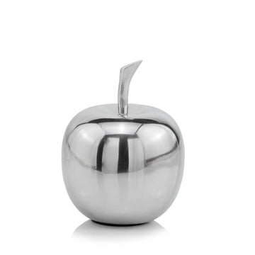 6" Silver Buffed Aluminum Decorative Apple Tabletop Sculpture