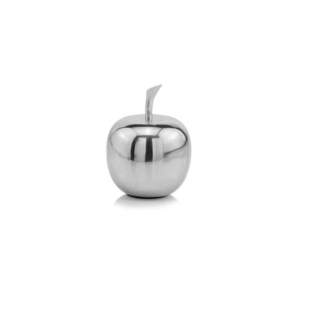 6" Silver Buffed Aluminum Decorative Apple Tabletop Sculpture