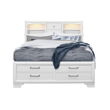 Solid Wood King White Eight Drawers Bed