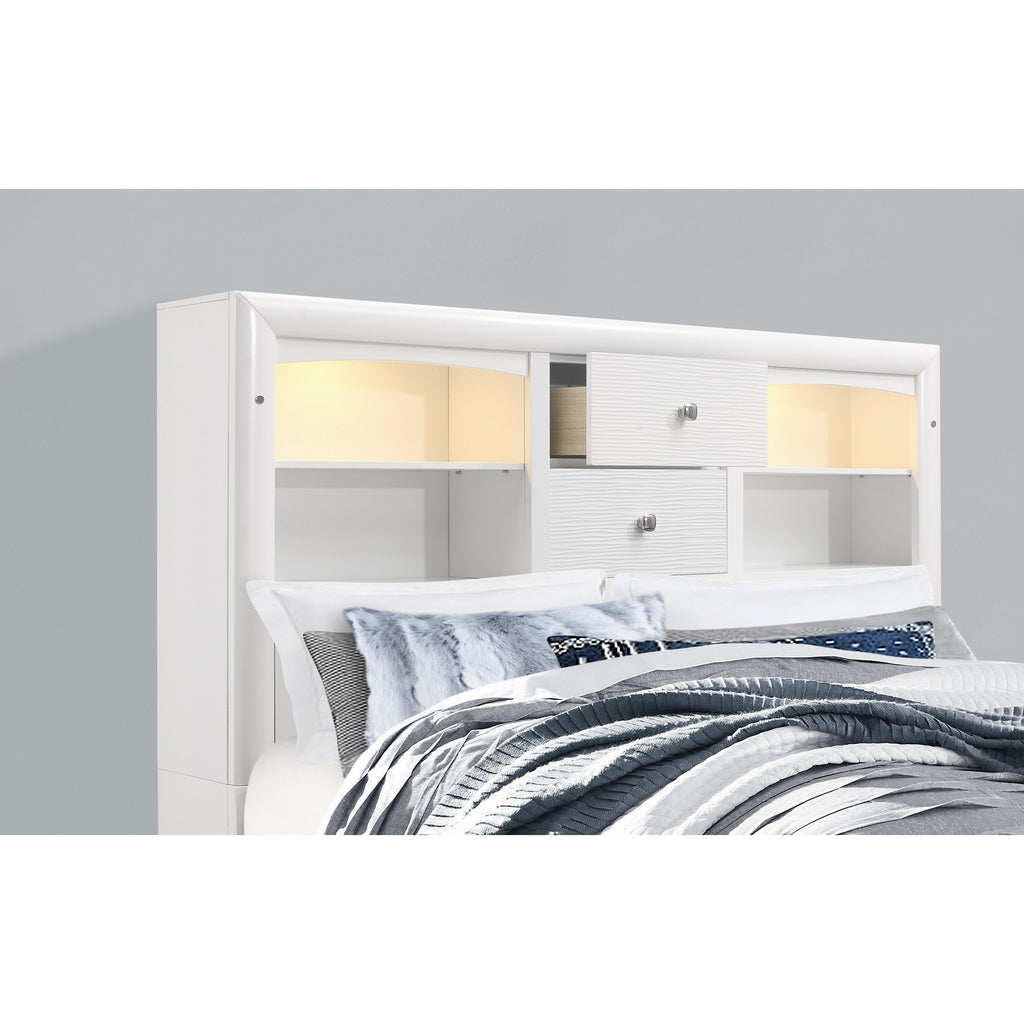 Solid Wood King White Eight Drawers Bed