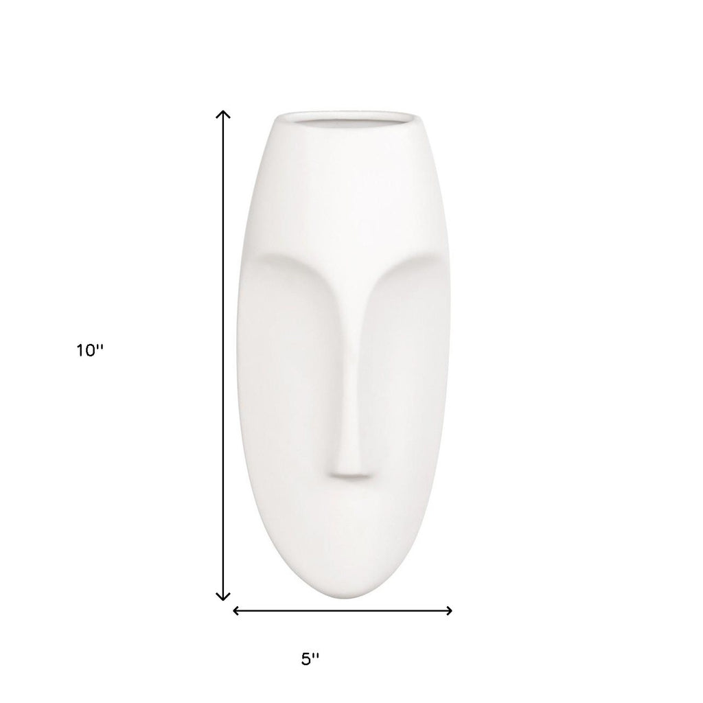 10" White Mod Abstract Face Ceramic Wall Decor