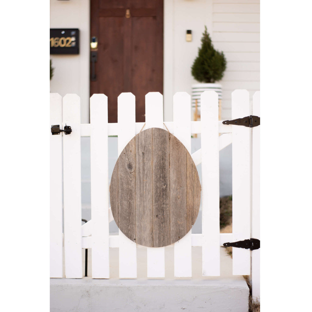 LuxxHomes  18" Rustic Farmhouse Gray Wooden Large Egg