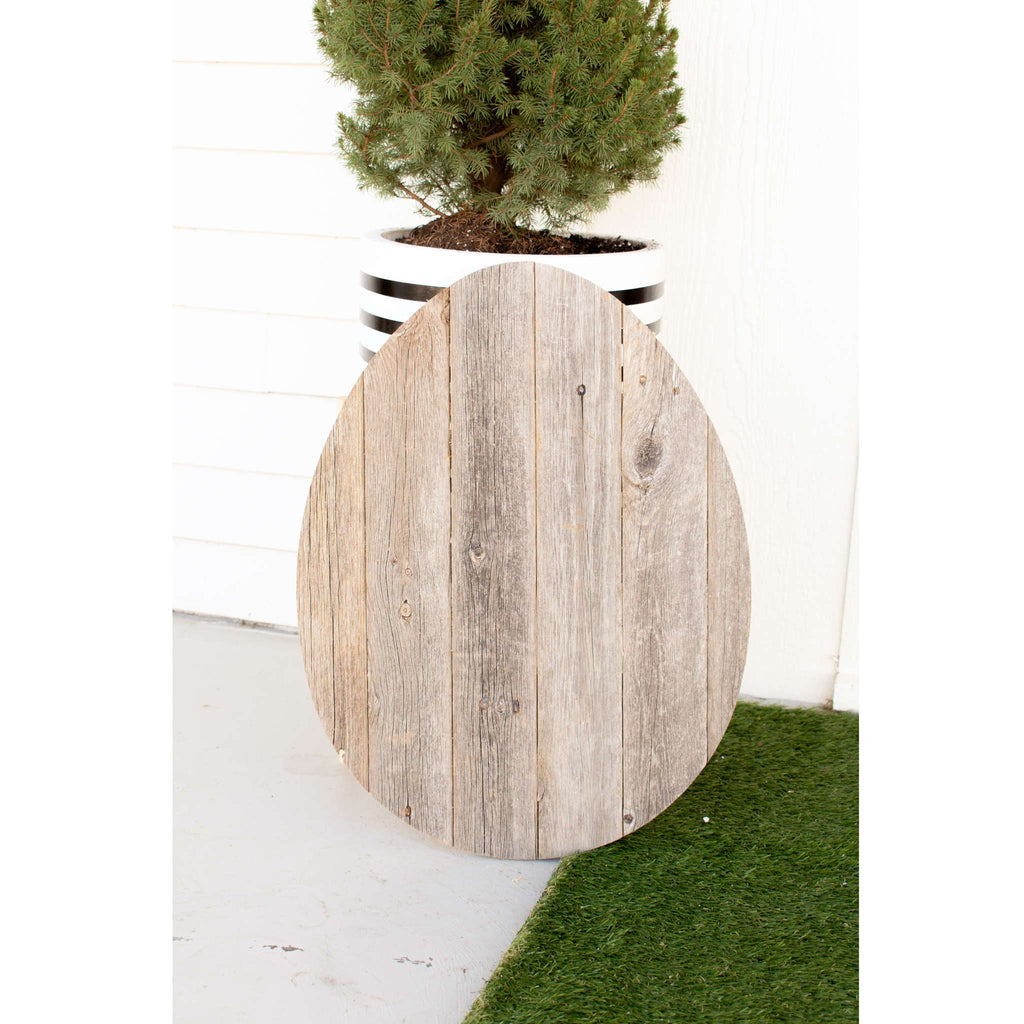 LuxxHomes  18" Rustic Farmhouse Gray Wooden Large Egg