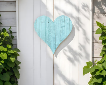 LuxxHomes  12" Turquoise Reclaimed Wood Heart Wall Decor