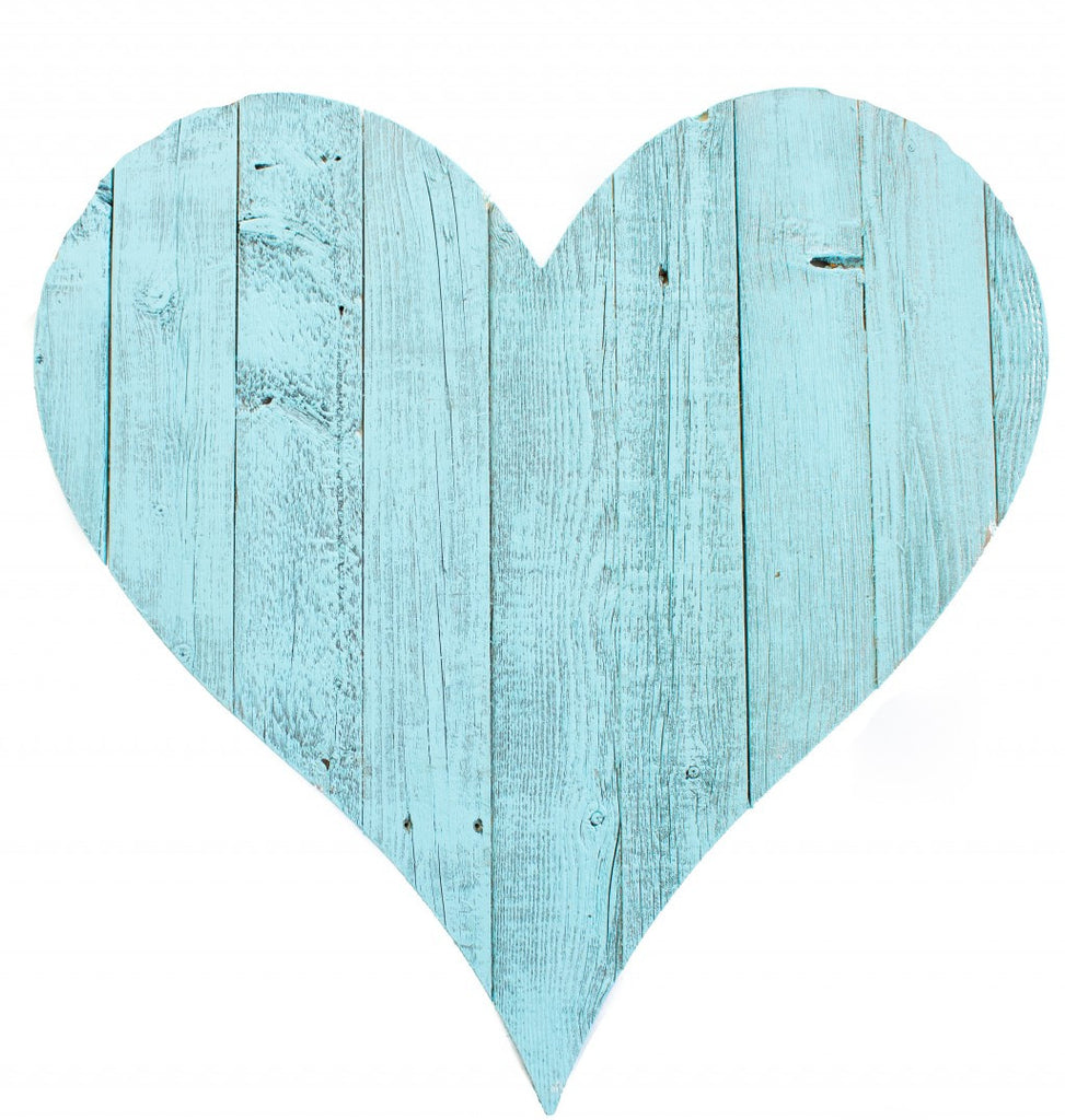 LuxxHomes  12" Turquoise Reclaimed Wood Heart Wall Decor