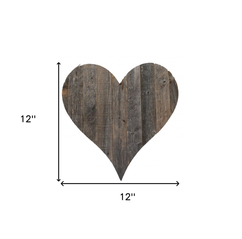 LuxxHomes  12" Weathered Gray Reclaimed Wood Heart Wall Decor