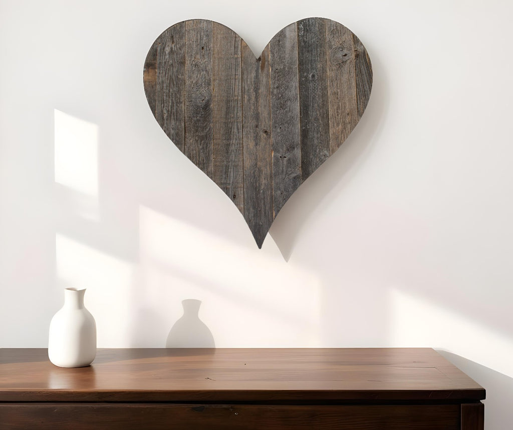 18" Weathered Gray Reclaimed Wood Heart Wall Decor