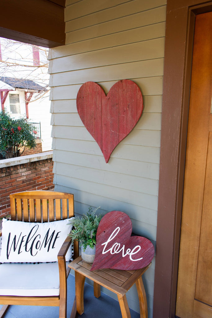 18" Rustic Red Reclaimed Wood Heart Wall Decor