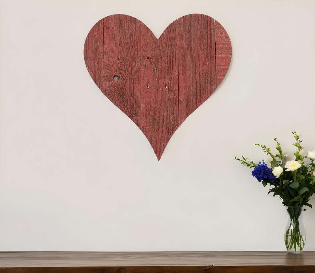 24" Red Reclaimed Wood Heart Wall Decor