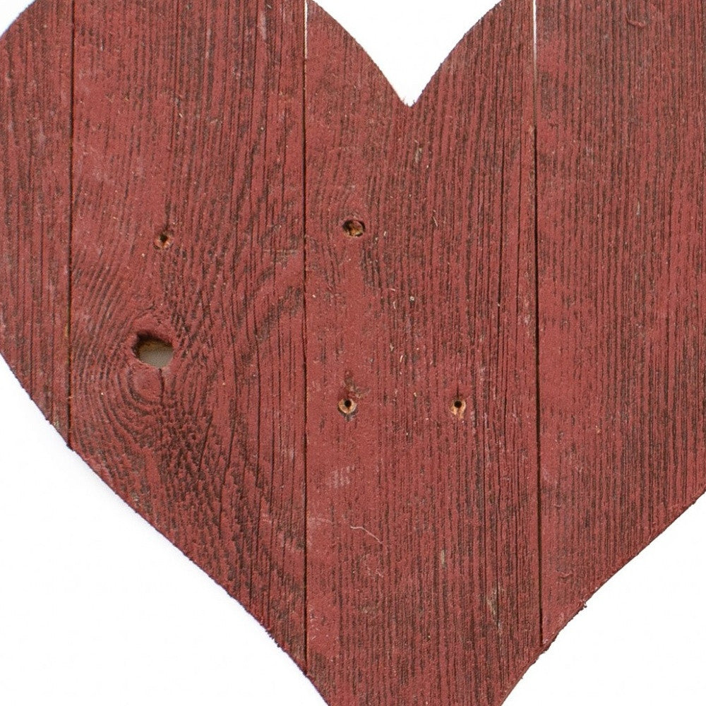 24" Red Reclaimed Wood Heart Wall Decor