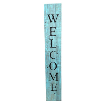 5' Rustic Light Aqua Blue Front Porch Welcome Sign