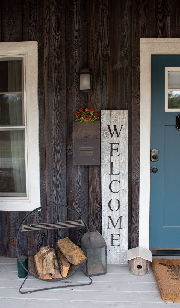 Rustic White Wash Front Porch Welcome Sign