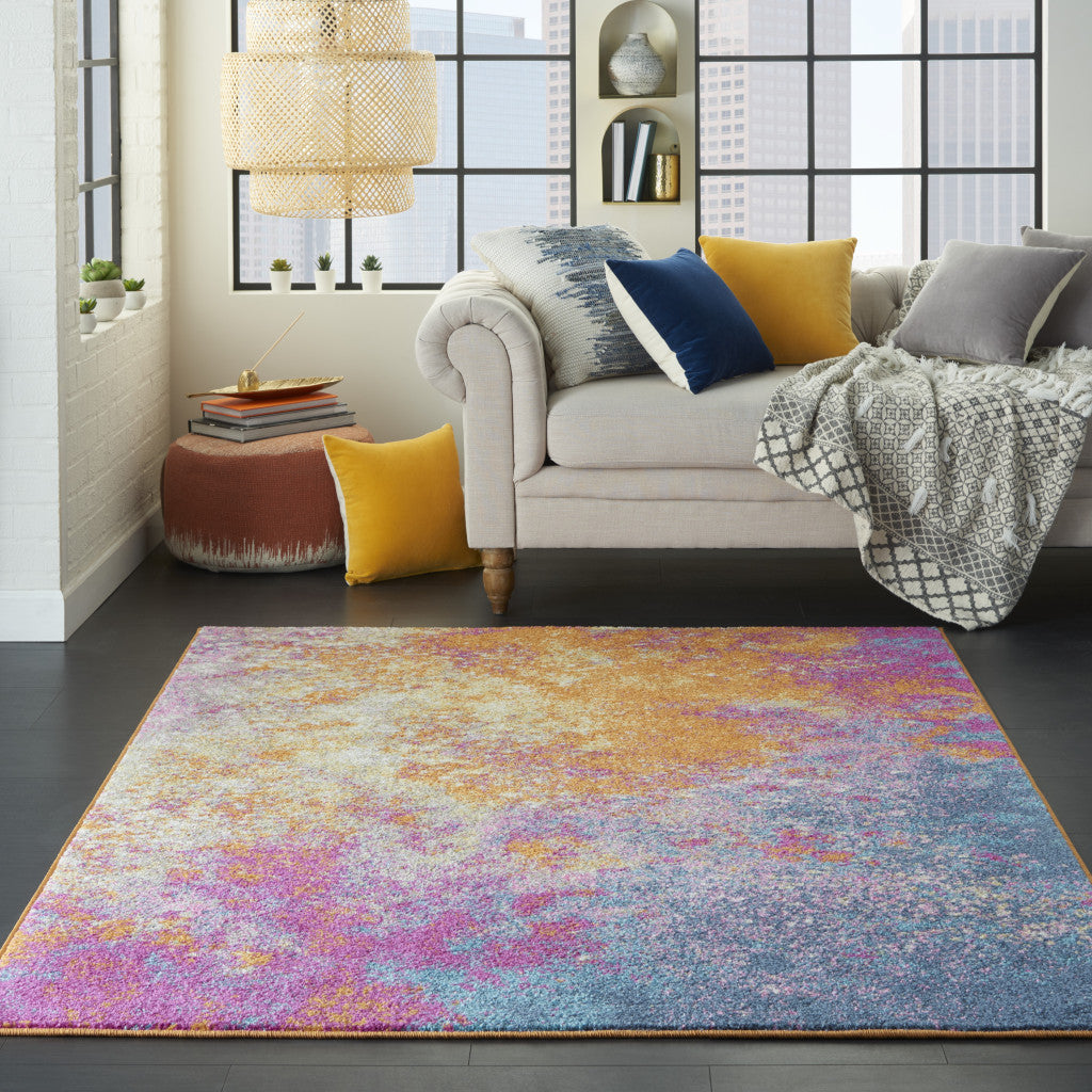 10' Sunset Abstract Power Loom Runner Rug