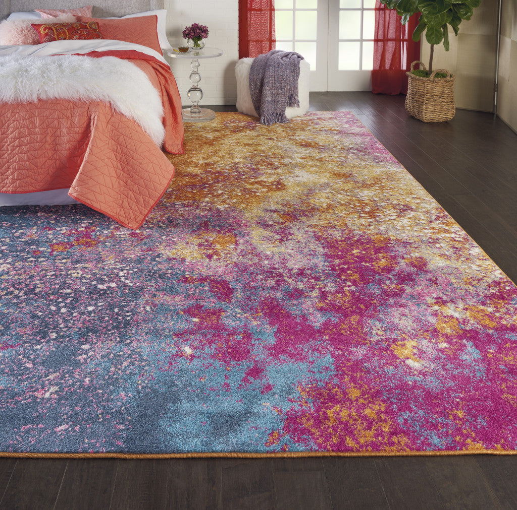 10' Sunset Abstract Power Loom Runner Rug