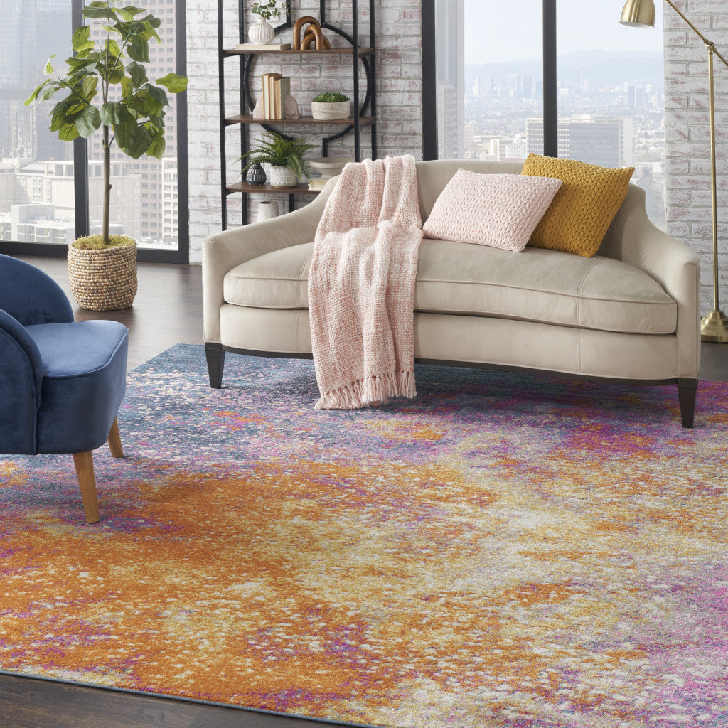 10' Sunset Abstract Power Loom Runner Rug