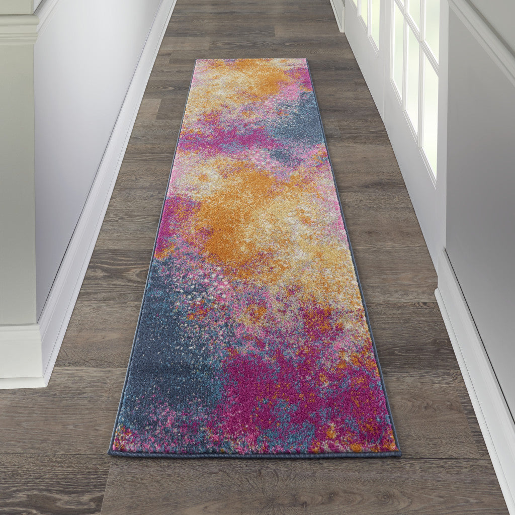 10' Sunset Abstract Power Loom Runner Rug