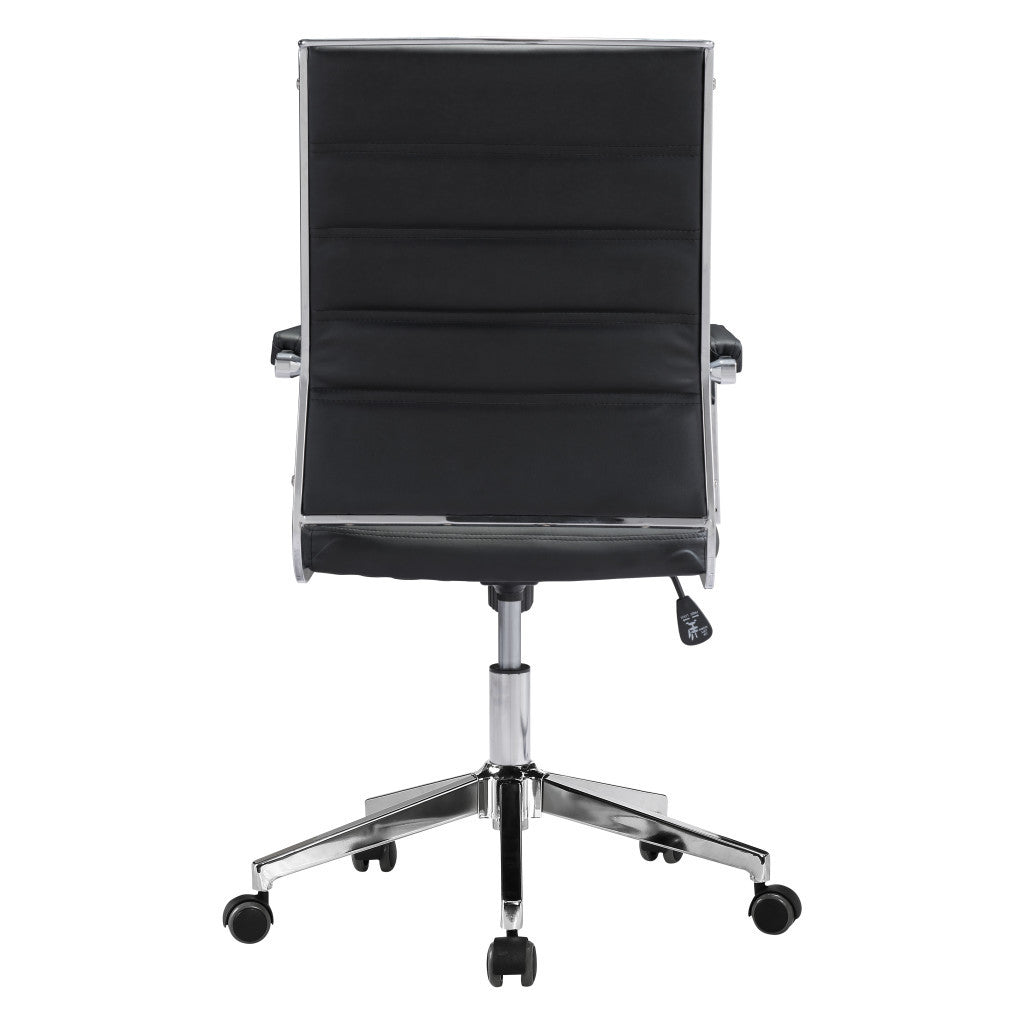 Black and Silver Adjustable Swivel Faux Leather Rolling Conference Office Chair