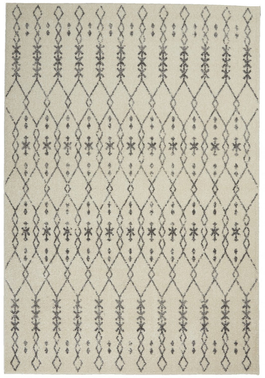 10' Gray Geometric Power Loom Runner Rug