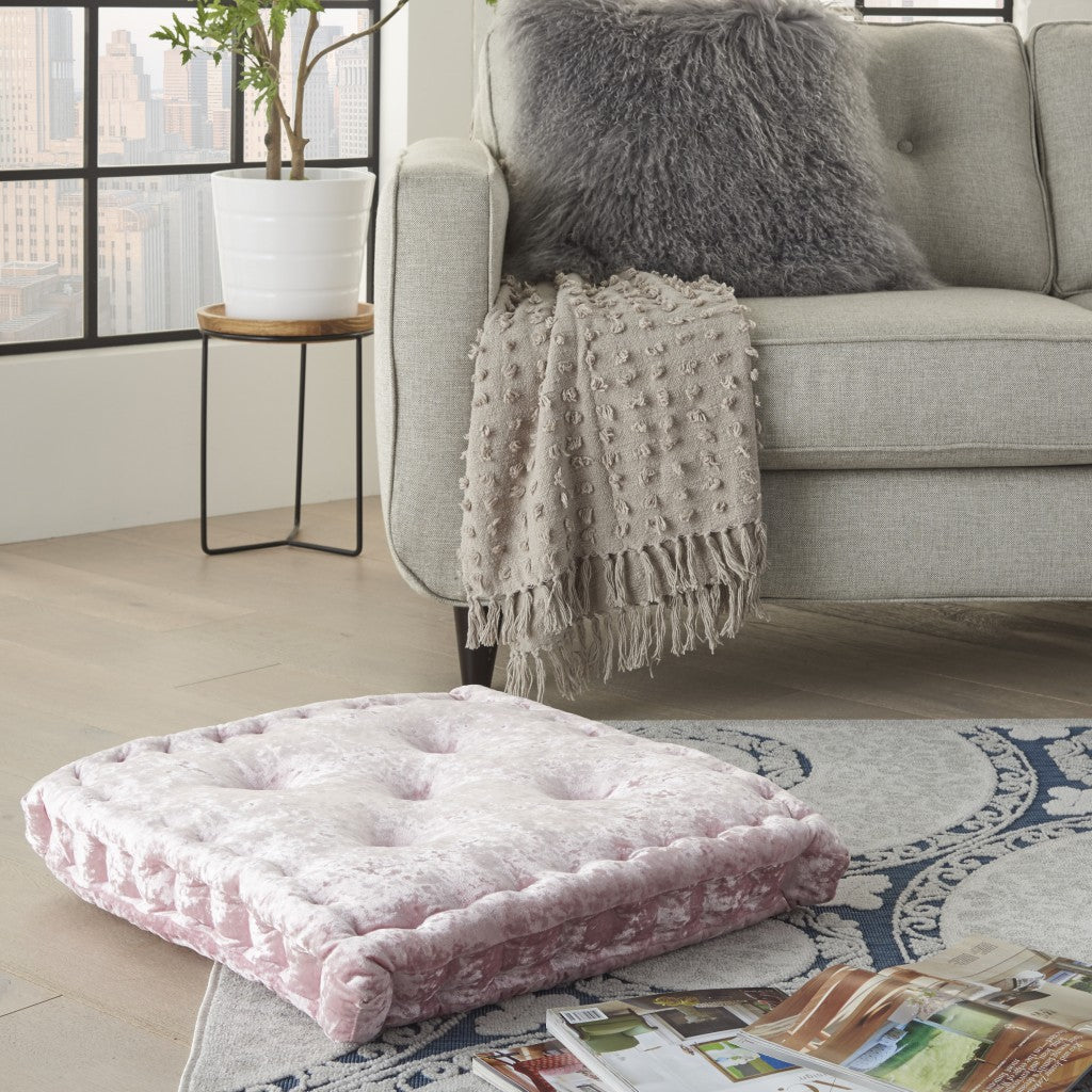 LuxxHomes  24" X 4" Rose Polyester Solid Color Floor Cushion