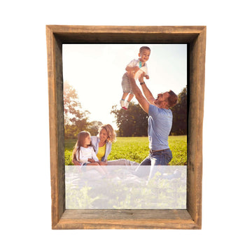 LuxxHomes  10" X 10" Rustic Farmhouse Dark Gray Wood Shadow Box