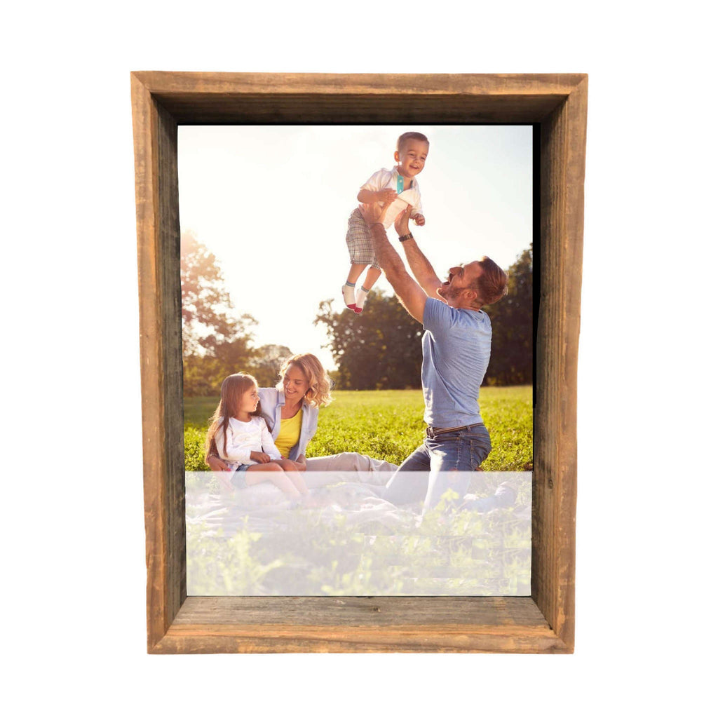 LuxxHomes  10" X 10" Rustic Farmhouse Dark Gray Wood Shadow Box