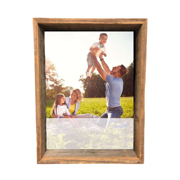 LuxxHomes  12” X 12” Rustic Gray Wood Shadow Box Frame