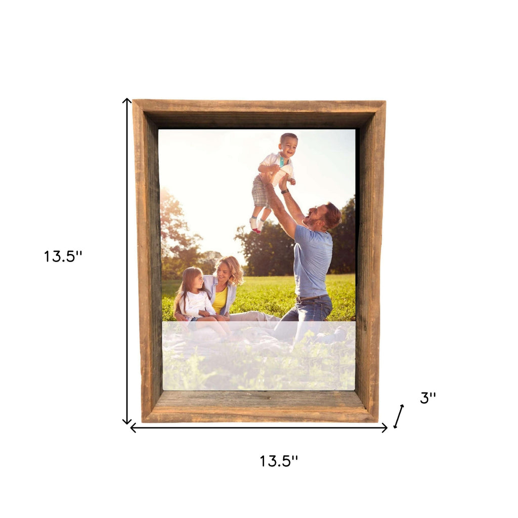 LuxxHomes  12” X 12” Rustic Gray Wood Shadow Box Frame