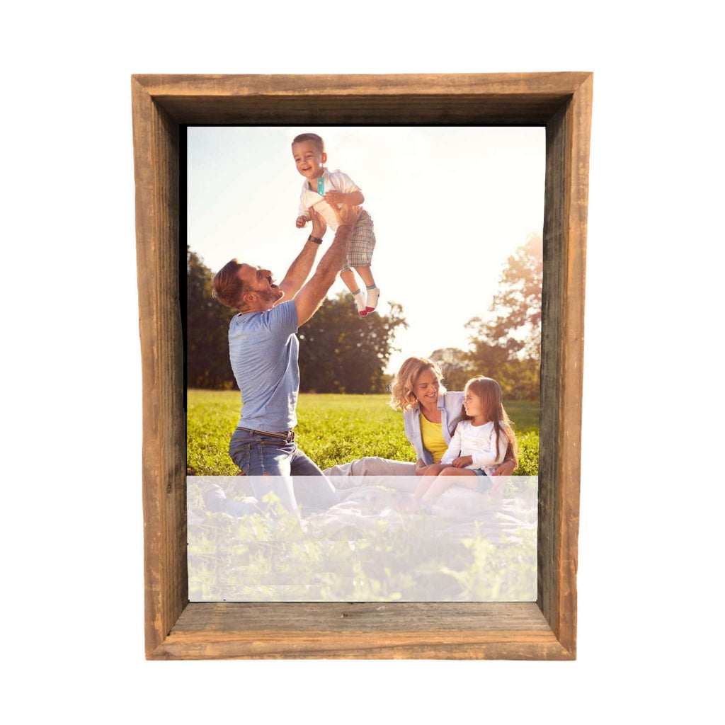 LuxxHomes  16" X 20" Rustic Gray Wood Shadow Box Frame