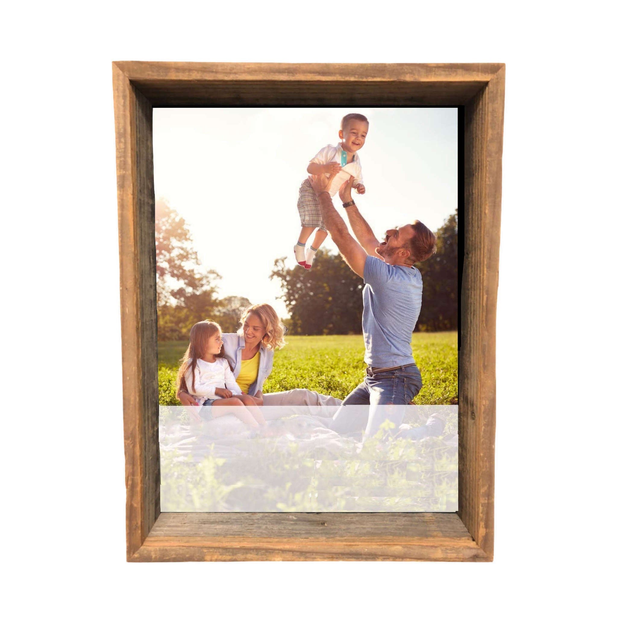 LuxxHomes  8” X 10” Rustic Farmhouse Gray Shadow Box Frame