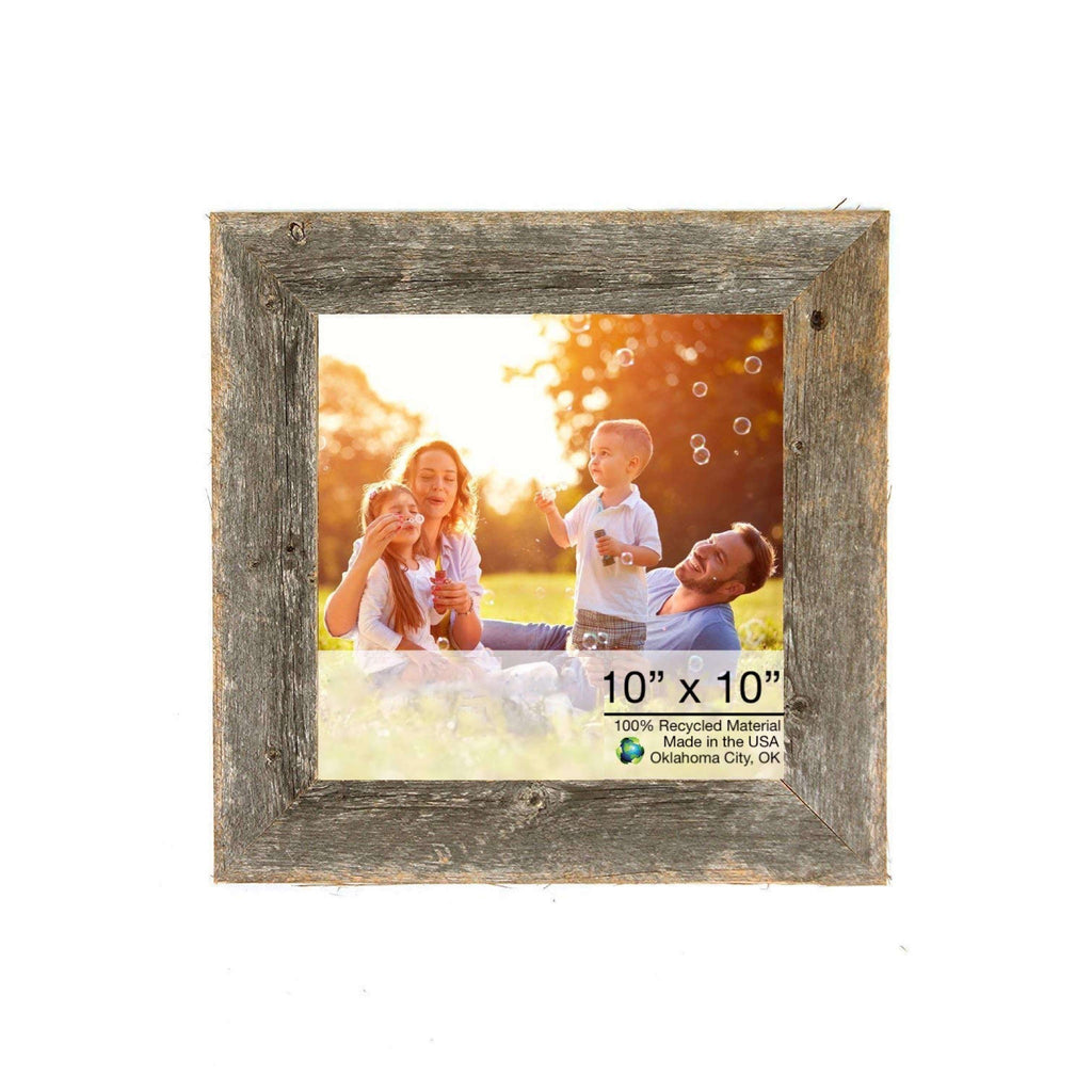 LuxxHomes  10” X 10” Rustic Farmhouse Gray Wood Frame