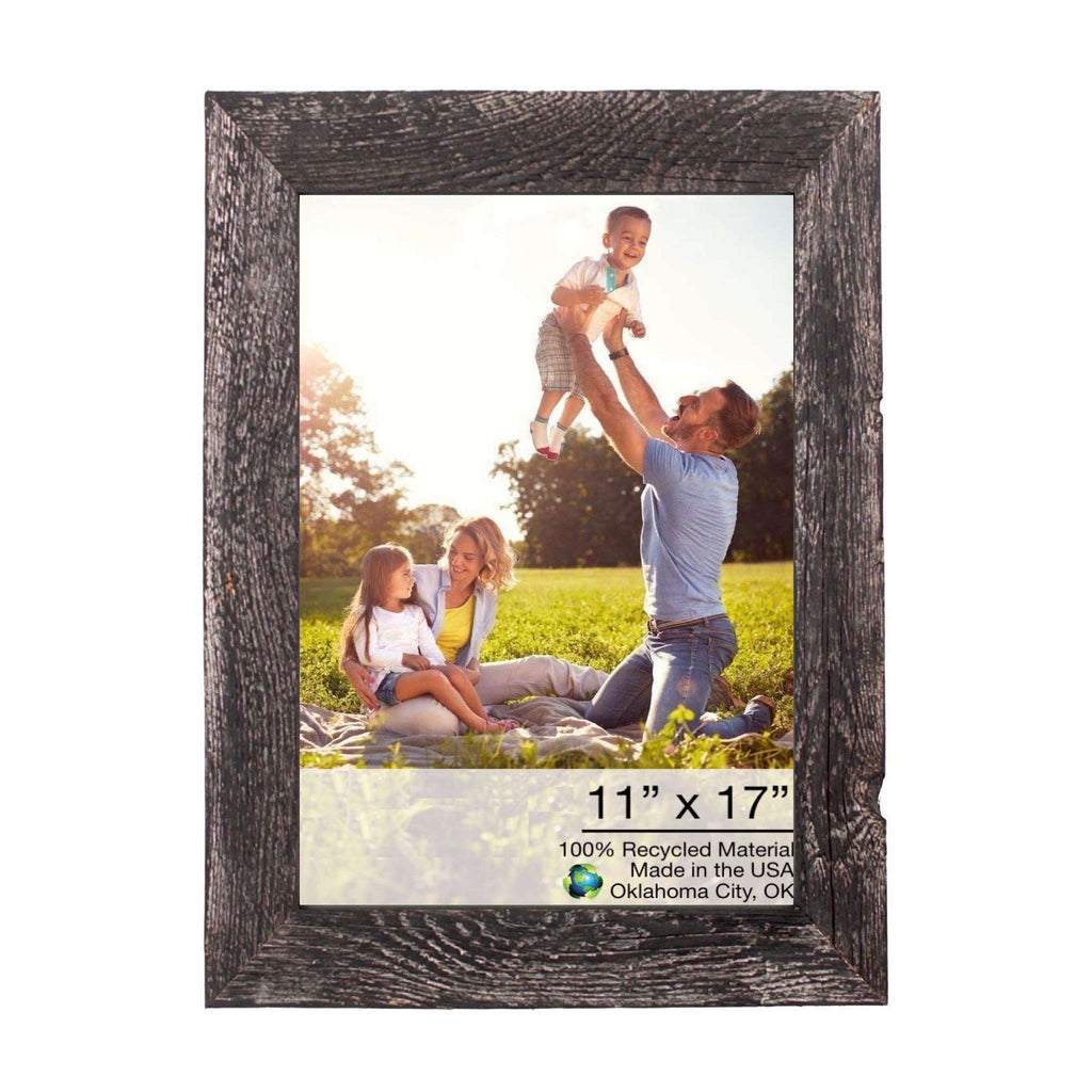 LuxxHomes  11" X 17" Rustic Farmhouse Rustic Black Wood Frame