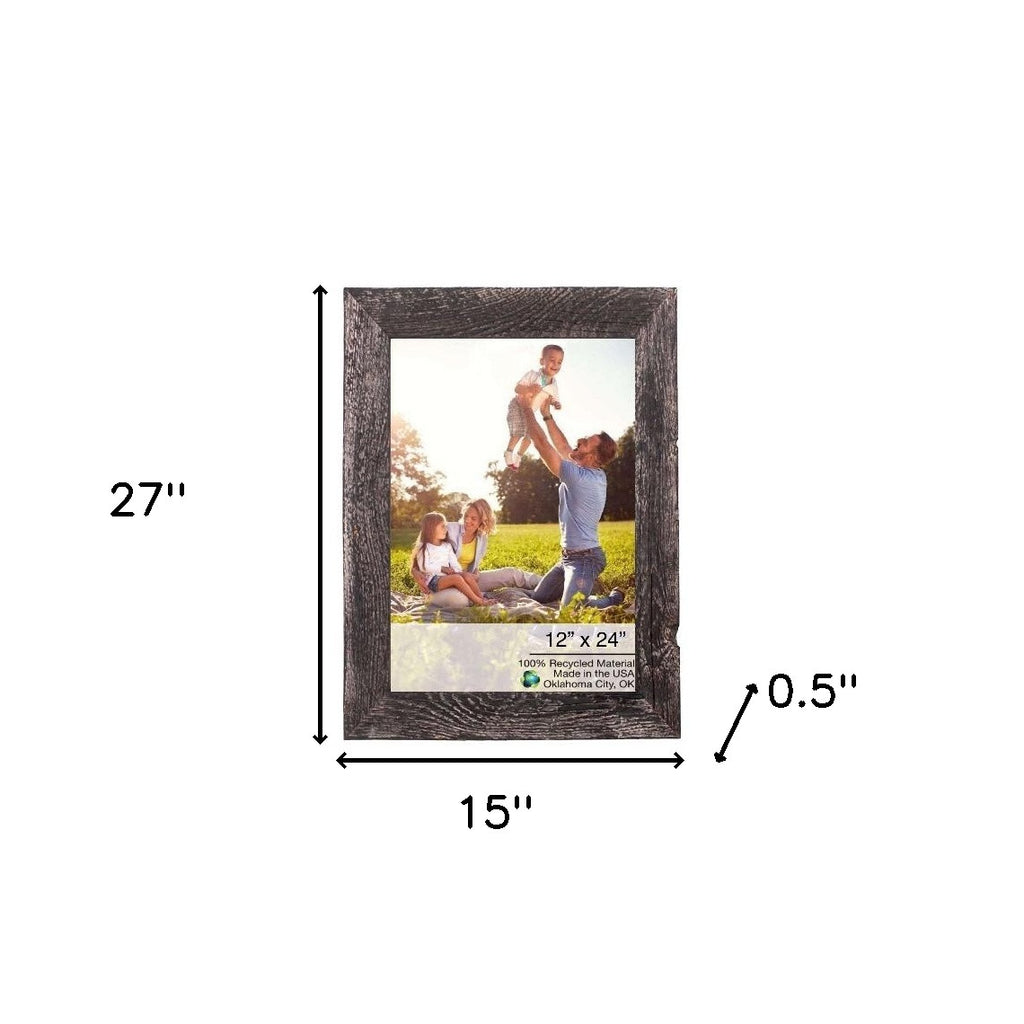 LuxxHomes  12" X 24" Rustic Farmhouse Rustic Black Wood Frame