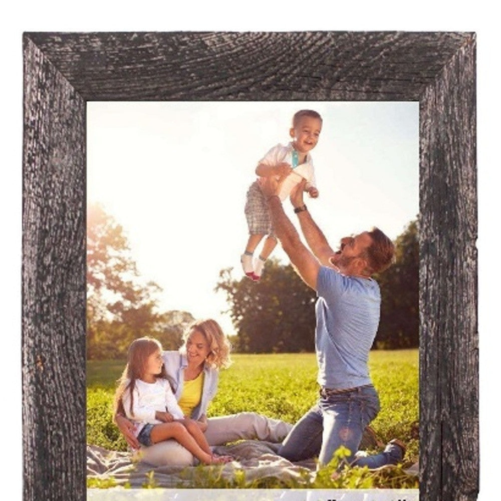 LuxxHomes  12" X 24" Rustic Farmhouse Rustic Black Wood Frame