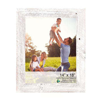 LuxxHomes  14" X 18" White Wash Wood Picture Frame