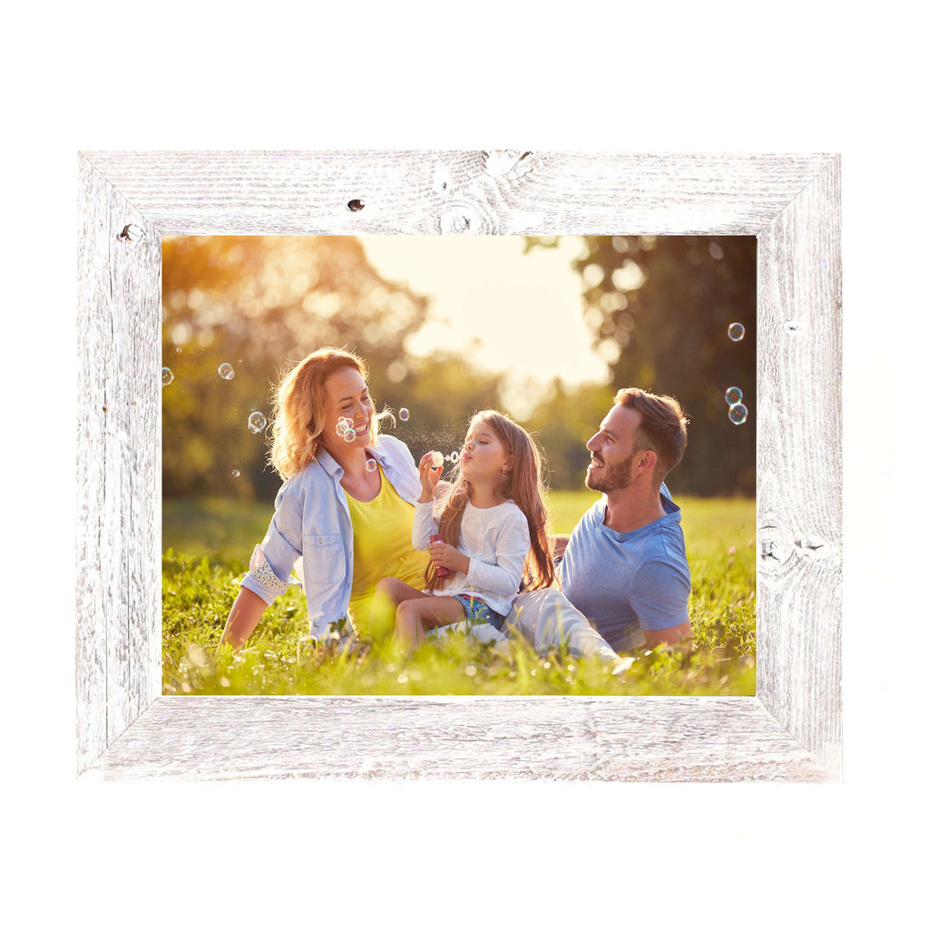 LuxxHomes  14" X 18" White Wash Wood Picture Frame