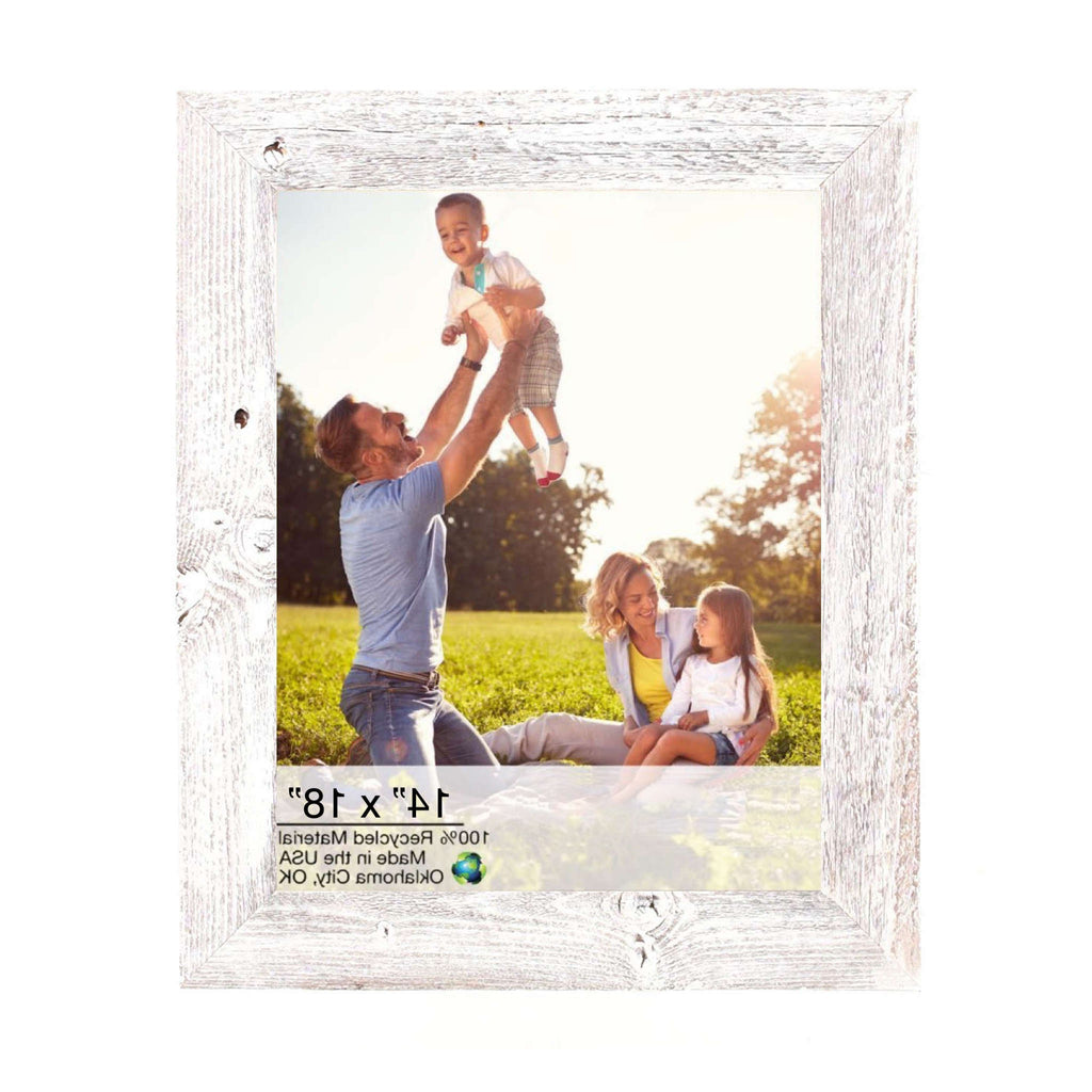 LuxxHomes  14" X 18" White Wash Wood Picture Frame