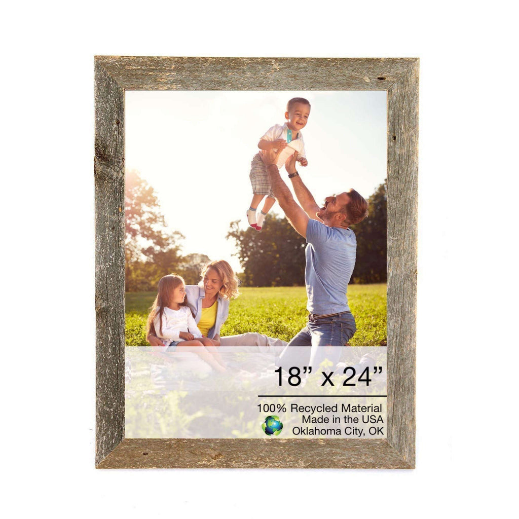 LuxxHomes  18" X 24" Rustic Farmhouse Gray Wood Frame