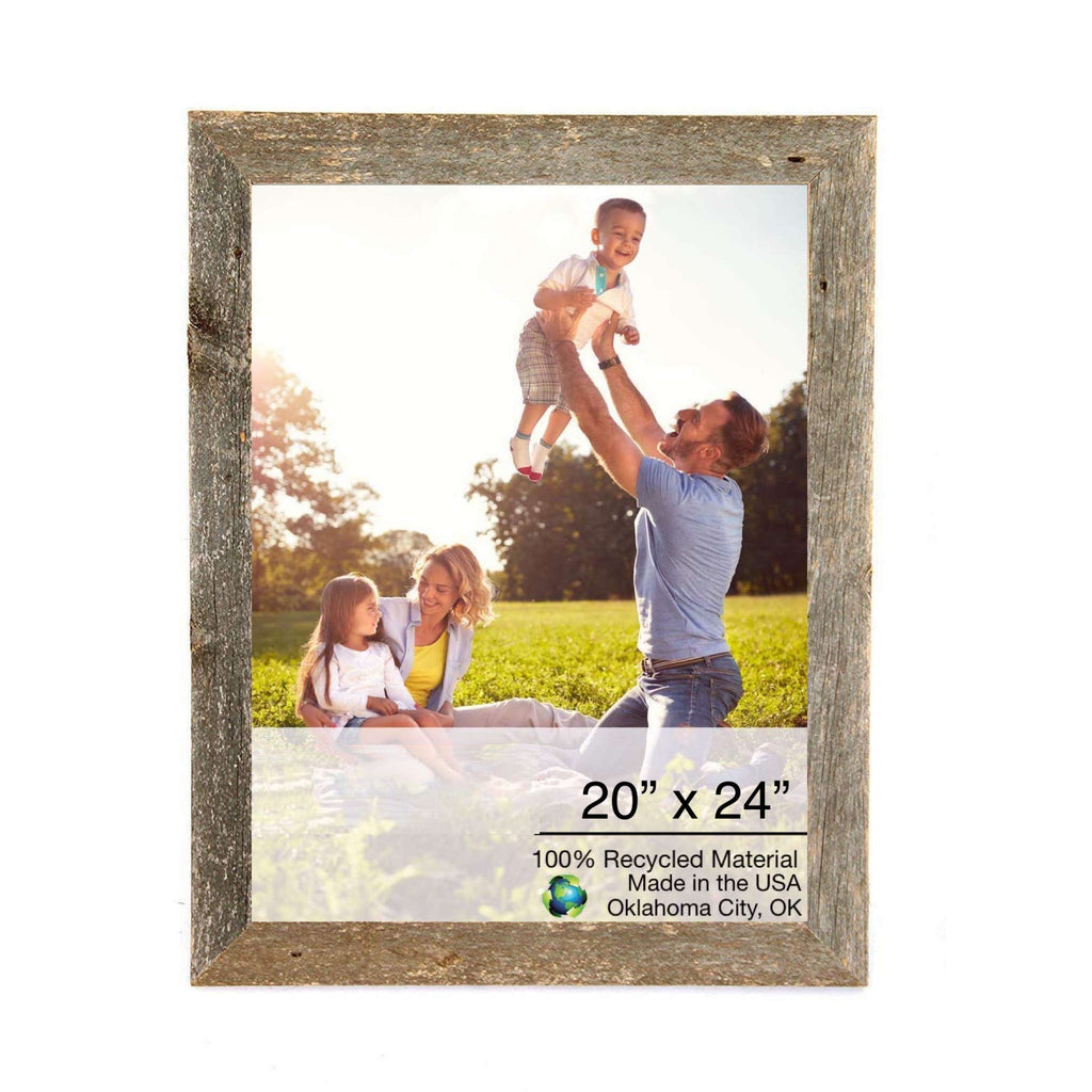 LuxxHomes  20" X 24" Rustic Farmhouse Espresso Brown Wood Frame