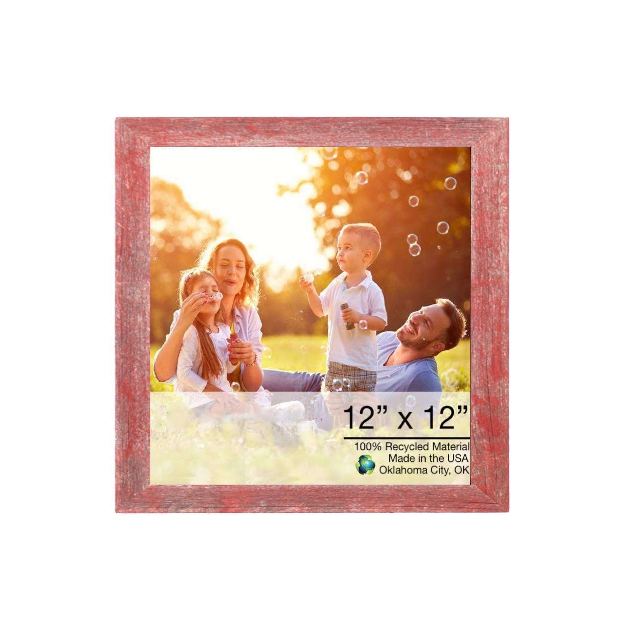 LuxxHomes  20" X 24" Rustic Farmhouse Red Wood Frame