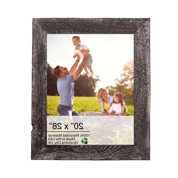 LuxxHomes  20" X 28" Rustic Farmhouse Rustic Black Wood Frame