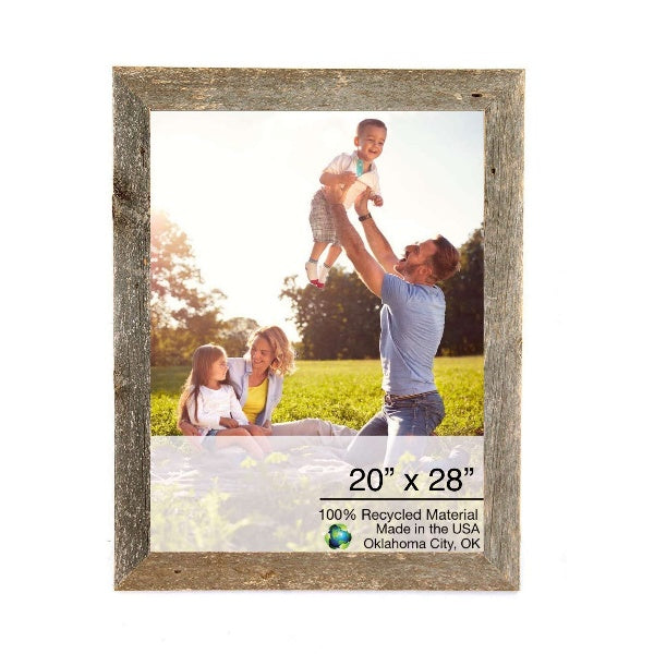 LuxxHomes  20" X 28" Rustic Farmhouse Weathered Gray Wood Frame