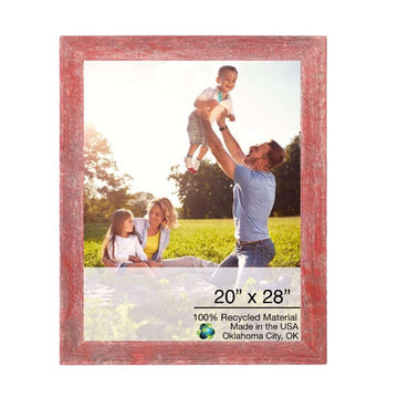 LuxxHomes  20" X 28" Rustic Farmhouse Red Wood Frame