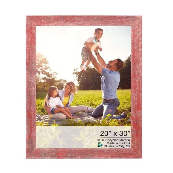 LuxxHomes  20" X 30" Rustic Farmhouse Red Wood Frame