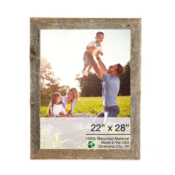 LuxxHomes  22" X 24" Rustic Farmhouse Gray Wood Frame