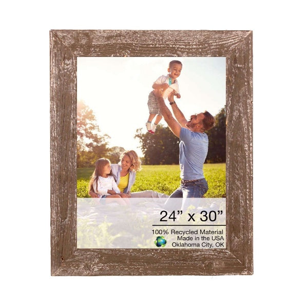 LuxxHomes  24" X 30" Rustic Farmhouse Brown Wood Frame