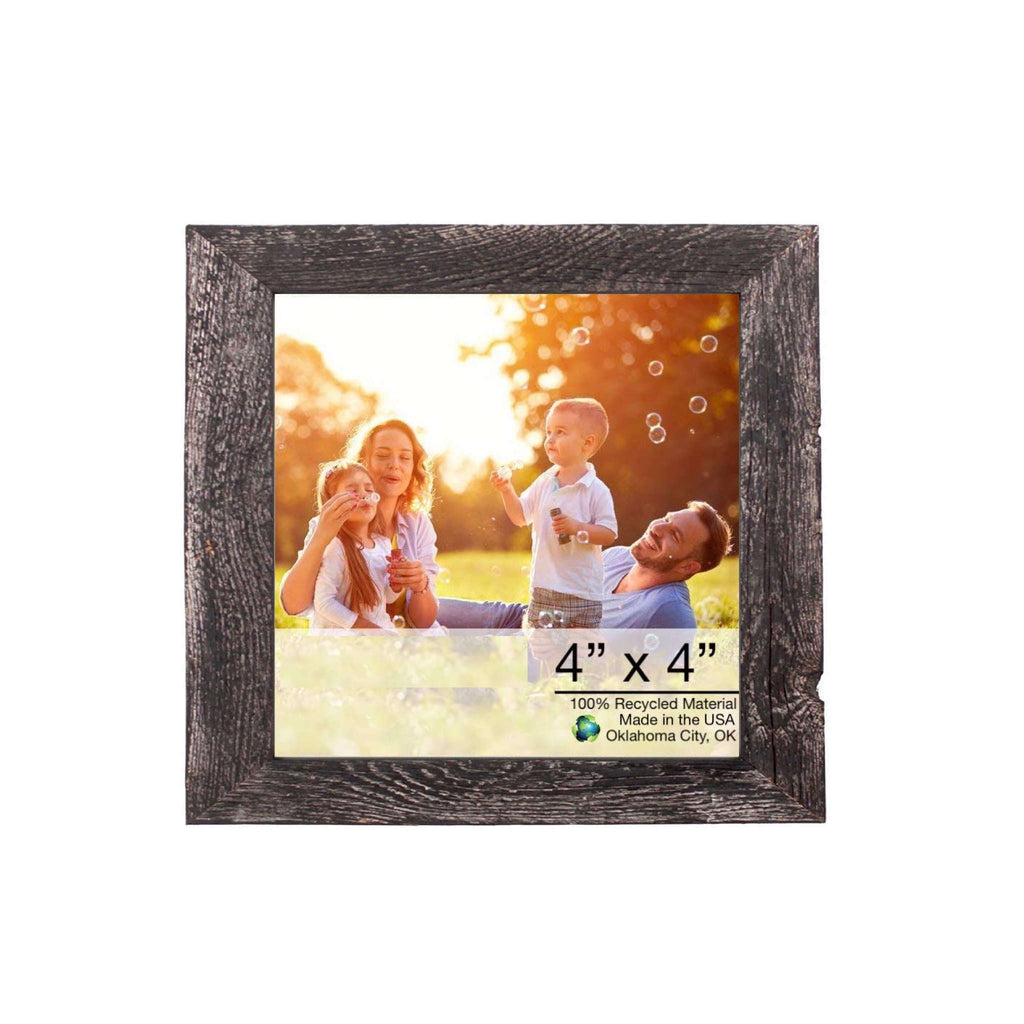 LuxxHomes  4” X 4” Rustic Farmhouse Rustic Black Wood Frame