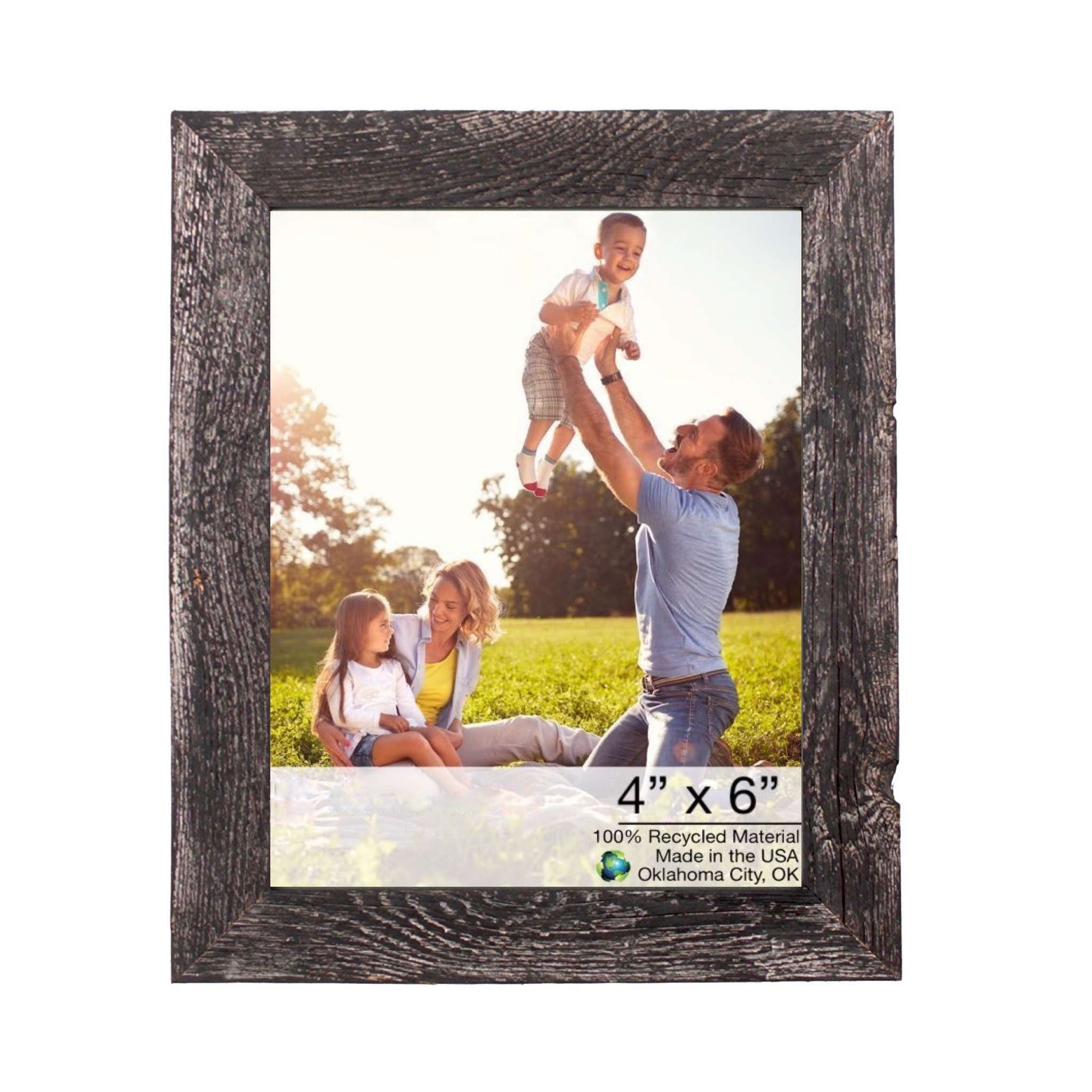 LuxxHomes  4” X 6” Rustic Farmhouse Rustic Black Wood Frame